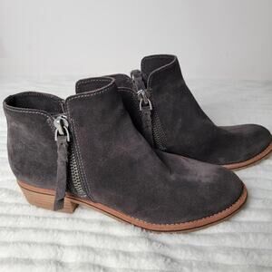 Dolce Vita Suede Ankle Boots Size 8.5 Zip Side Low Heel Booties Boho Western